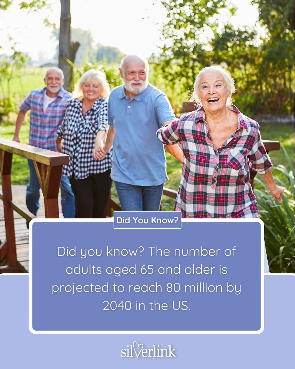 Did you know? 80 million! That's the projected number of adults 65+ in the US by 2040! SilverLink supports seniors & families. Find care or join our network: SilverLinkCares.com
#seniorcare #eldercare #caregiving
