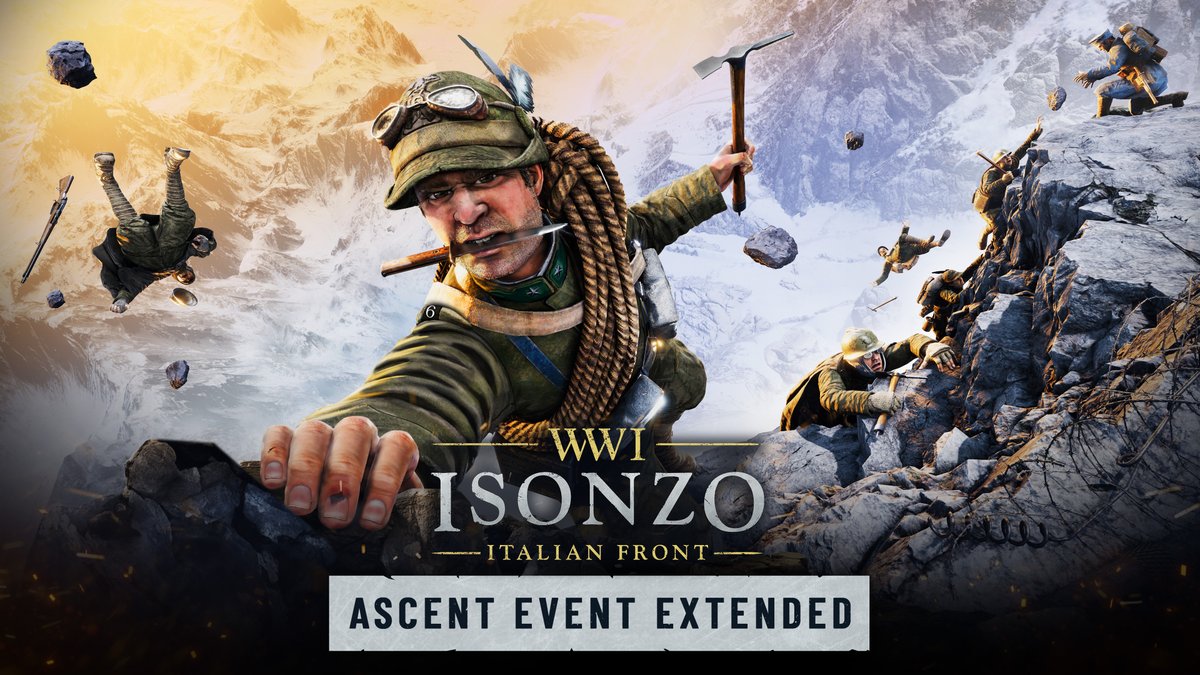 We've heard your requests. The Ascent game mode of Isonzo has been extended by a week! Climb mountains and throw rocks for the rest of the month, until April 30th, 5:59 PM EDT / 11:59 PM CEST. Thank you for the support and we'll see you at the summit! #WW1 #Isonzo