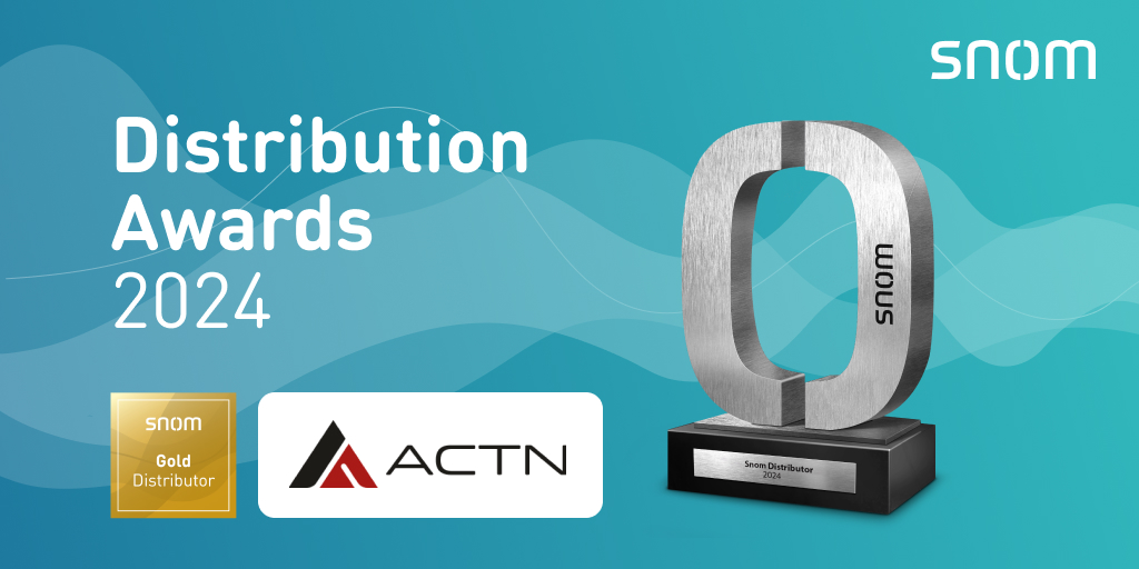 #Snom distributors are the greatest! Congratulations to #ACTN (France) for achieving the “Snom Gold Distributor 2024” status for all their hard work over the last 12 months! We are looking forward to another successful year ahead with you! #snomawards2024 #weloveourpartners