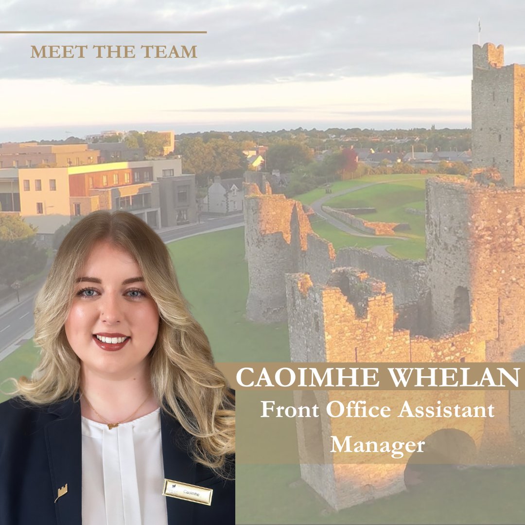 🌟 Meet Caoimhe, our Front Office Assistant Manager at Trim Castle Hotel! 🏨 Since April 2022, she's brought expertise and warmth to every guest interaction. Next time you're checking in, be sure to give Caoimhe a warm hello! #Meettheteam #Trimcastlehotel