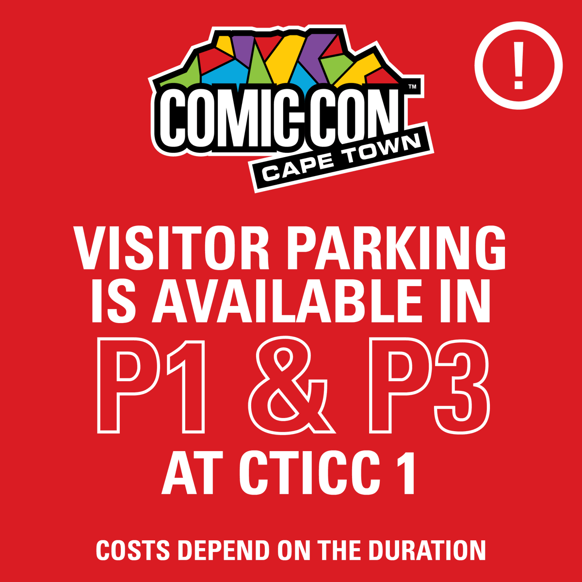Visitor parking is available in P1 and P3 at CTICC 1, costs depend on duration! 🚗
