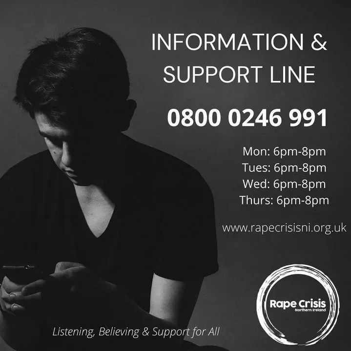 If you, or someone you know, has experienced sexual violence, contact our Information & Support Line this evening, 6-8pm.

We are here to listen to you without judgement and to support you in complete confidence.

#youarenotalone