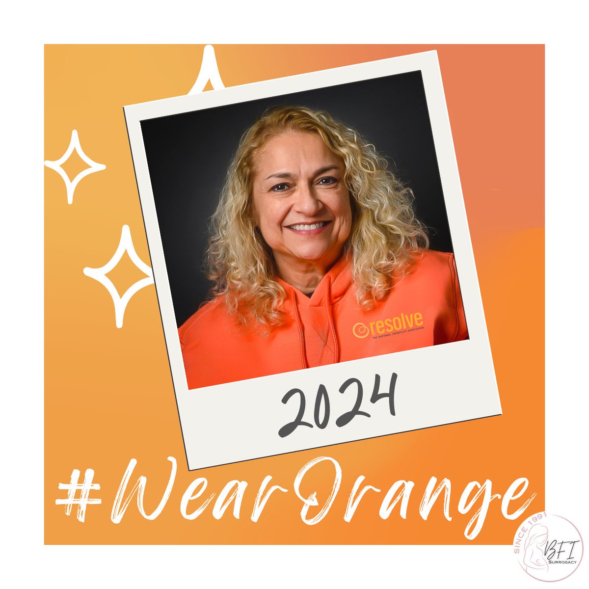 BFI Founder and Program Director, Carol, is proudly wearing her orange today for #NIAW2024 💖

#wearorange #letsseeyourorange #resolve #infertilityawareness #buildingfamiliesinc #bfisurrogacy