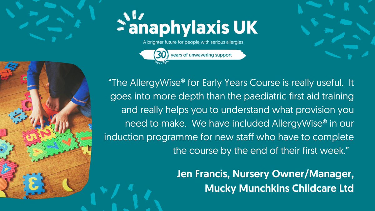 #NationalEarlyYearsTeacherDay took place last week, so it feels like a great time to give a big shout out to Mucky Munchkins Childcare Ltd who have made it part of their induction programme for all staff to take our AllergyWise® for Early Years course ow.ly/mVkf50RmU8G