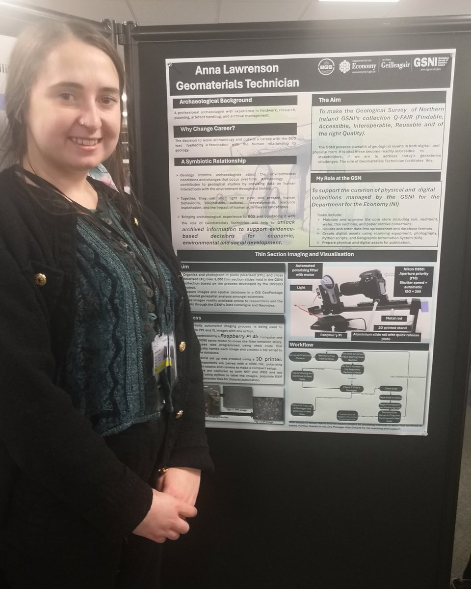 Our geomaterials technician Anna attended the @BritGeoSurvey's Technician Commitment launch event and presented a poster on her role. This includes thin section imaging and visualisation of over 8000 specimens which will be made available on our Data Catalogue and GeoIndex.
