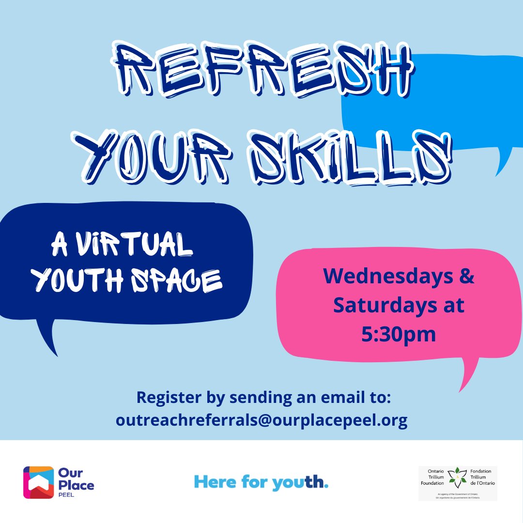 See you at Refresh Your Skills! Develop more effective skills, speak your mind, and find support! Please reach out if you would like to join our next group! outreachreferrals@ourplacepeel.org 

#ourplacepeel #refreshyourskills #peelregion