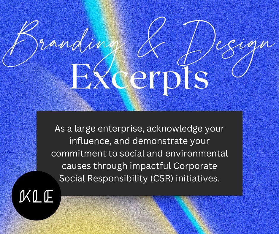 📌📌
As a large enterprise, acknowledge your influence and demonstrate your commitment to social and environmental causes through impactful Corporate Social Responsibility (CSR) initiatives. 

#Branding #BrandStrategy #BrandIdentity #BrandRefresh #Rebranding #BrandSuccess