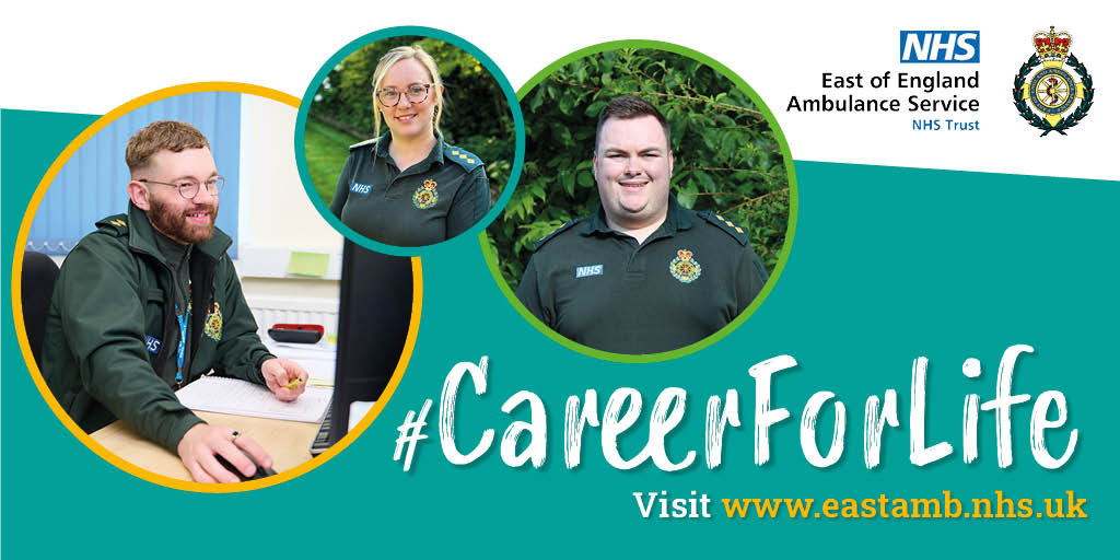 Looking for a job where you feel you’re having a positive impact on people’s life? 🚑 Whether you work on an ambulance, in our control rooms, support services or any other area – you help make a difference. Explore your #CareerForLife options at eastamb.nhs.uk/vacancies