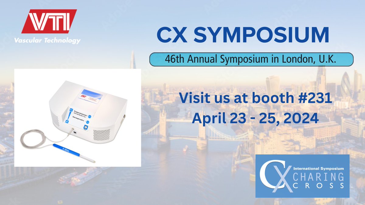 #CX2024 is going on now and we're excited to showcase our latest solutions for the surgical suite, including our surgical Doppler systems. Visit us at booth #231 in London!

Learn more 👉 vti-online.com/products/doppl…
CX 2024 info 👉 cxsymposium.com

#VTI #VascularSurgery