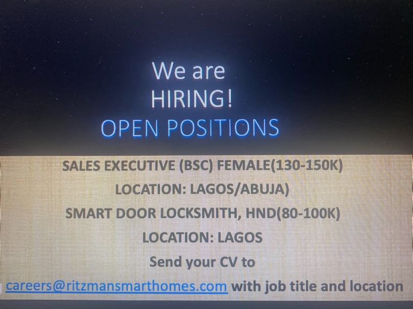 Hiring!!!

Location: Lagos/Abuja

Apply now or tag someone who might be interested.

Follow @job_openings_ng for job updates.

#job #jobalertsng #jobvacanciesnigeria #jobopenings #jobsnigeria #jobopportunities #jobslagos #jobsinportharcourt #jobsinabuja