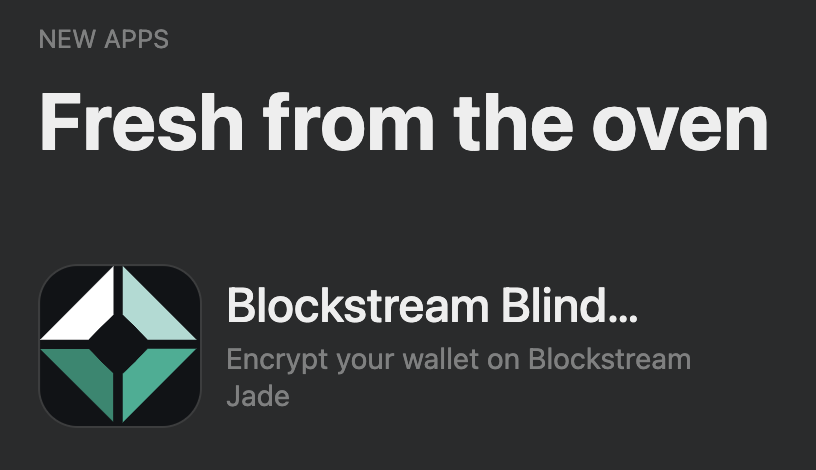 New app just dropped on the @umbrel App Store👀 Jade users of ALL technical skill levels can now set up their own blind oracle in seconds to encrypt the keys on their @Blockstream Jade - uniquely ensuring there is nothing of value to steal from their locked hardware wallet alone