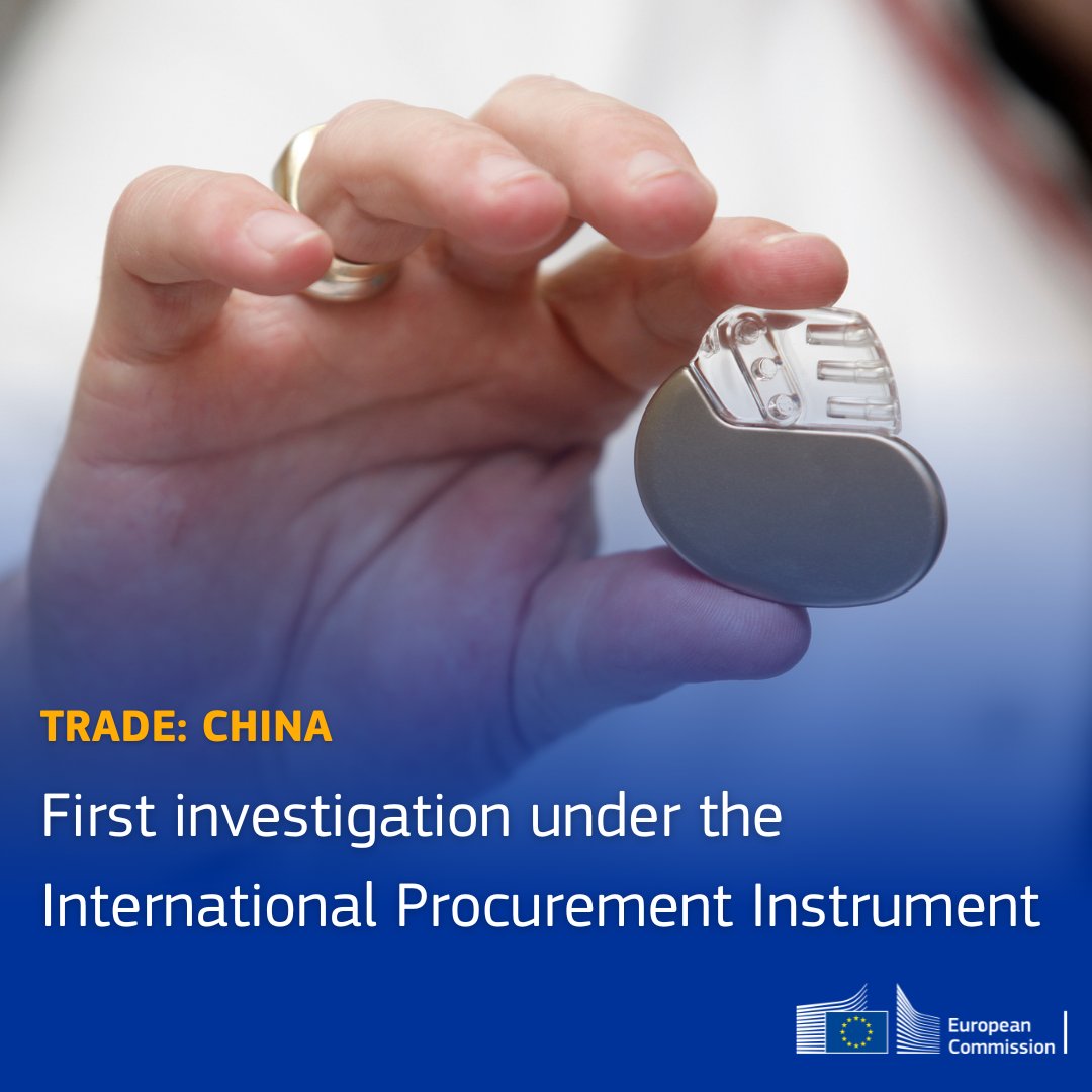 EU_Commission's tweet photo. Our repeated discussions with China on its procurement market for medical devices have been fruitless.

We are launching an investigation under the International Procurement Instrument against Chinese practices that unfairly discriminate against European companies and products.