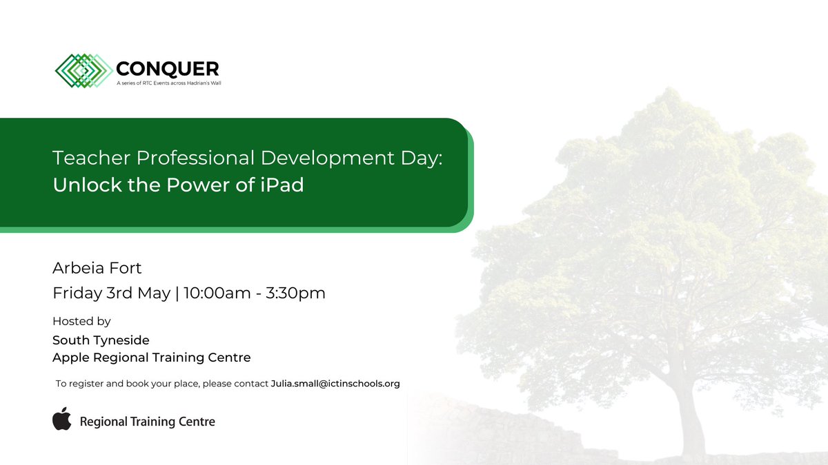 Sign up to join @STynesideRTC for their upcoming in person event. Fully funded free event Teacher Professional Development Day Friday 3rd May South Shields Roman Fort - Arbeia🏛️🧱📲 10:00am -3:30pm Please contact Julia.small@ictinschools.org to sign up✍️