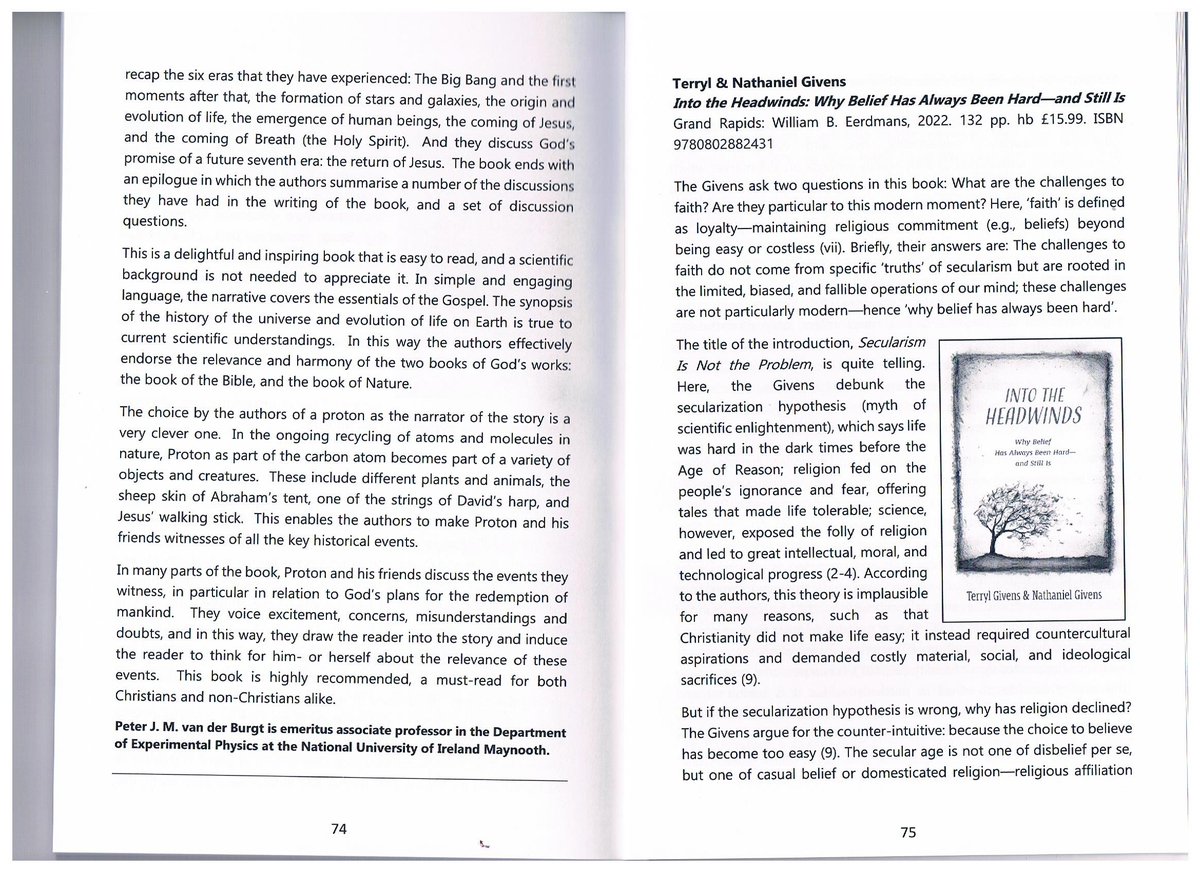 'A delightful and inspiring book that is easy to read' Wonderful review of our book 'DAWN - a proton's tale of all that came to be' by @GvandenBrink1 @corienoranje and myself in the UK-issued journal 'Faith and Thought'. amazon.com/Dawn-Protons-T…