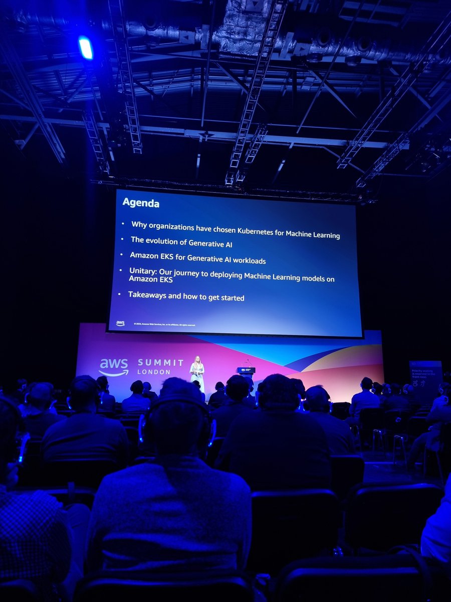panagdu's tweet photo. Deploying generative models on Amazon EKS #AWSSummit #london https://t.co/a5An3d51m5