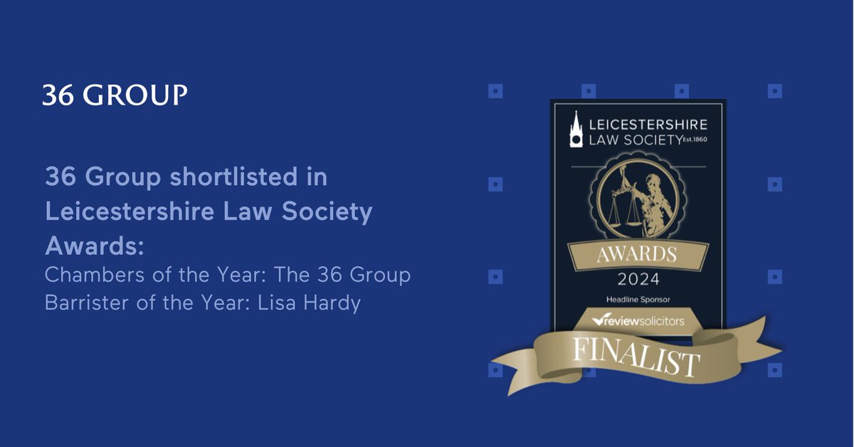 We are delighted to share that The 36 Group was shortlisted for “Chambers of the Year”, and Lisa Hardy of the 36 Crime team was shortlisted for 'Barrister of the Year'. Thank you to all Members of Chambers for the hard work and dedication that has earned this recognition!