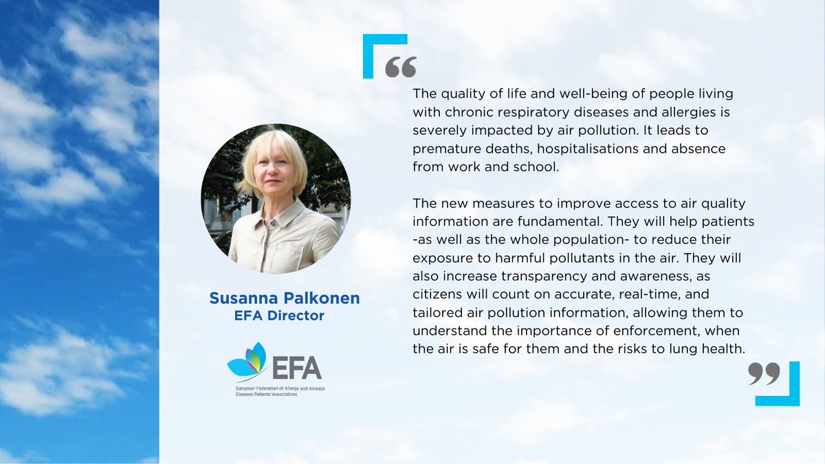 NEWS on #AirQuality - <a href="/EUparliament/">European Parliament</a> adopted the provisional agreement on the #AAQD revision 🏭☁️

🫴 EFA supports the EU path to clean air - essential for better lives of people with #allergy #asthma and #COPD.  

Reaction from EU Healthy Air Coalition ➡️
env-health.org/press-note-the…
