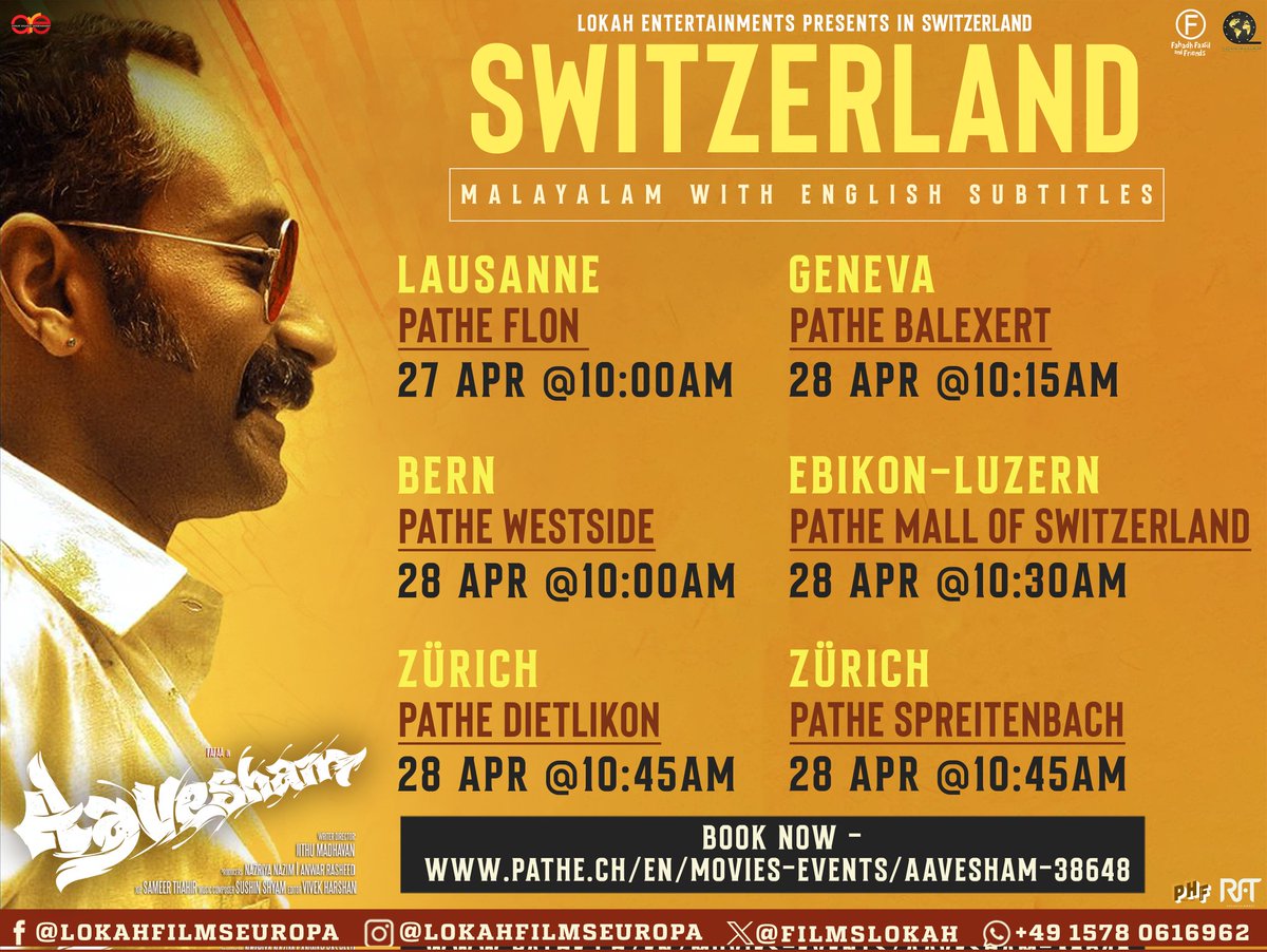 #Aavesham Switzerland 2nd Week Theater List and Showtimes