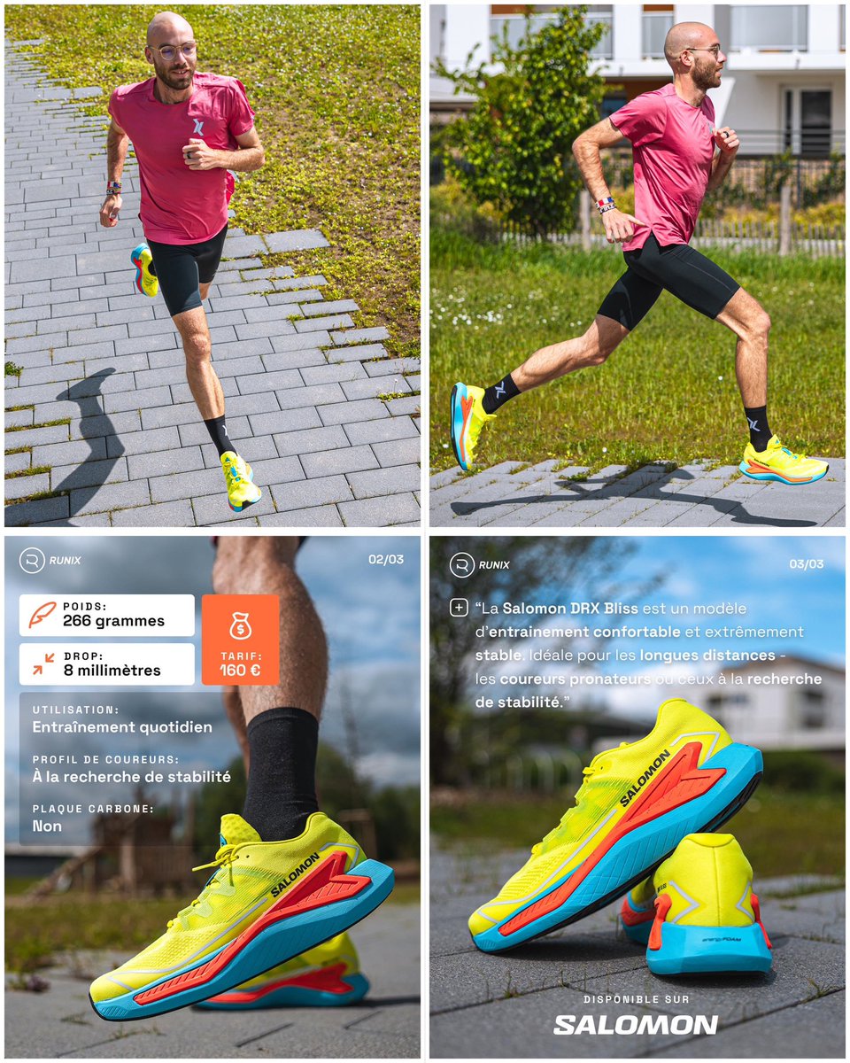 « C’est un modèle idéal pour les coureurs à la recherche de confort et de stabilité ! 🔒 » La marque Française @SalomonRunning dévoile le nouveau coloris “Dragon Fire 🐉” de la DRX Bliss 😋 En détails : 

✔️ 266 grammes et drop de 8 millimètres 
✔️ Dotée d’un « Active Chassis » :…