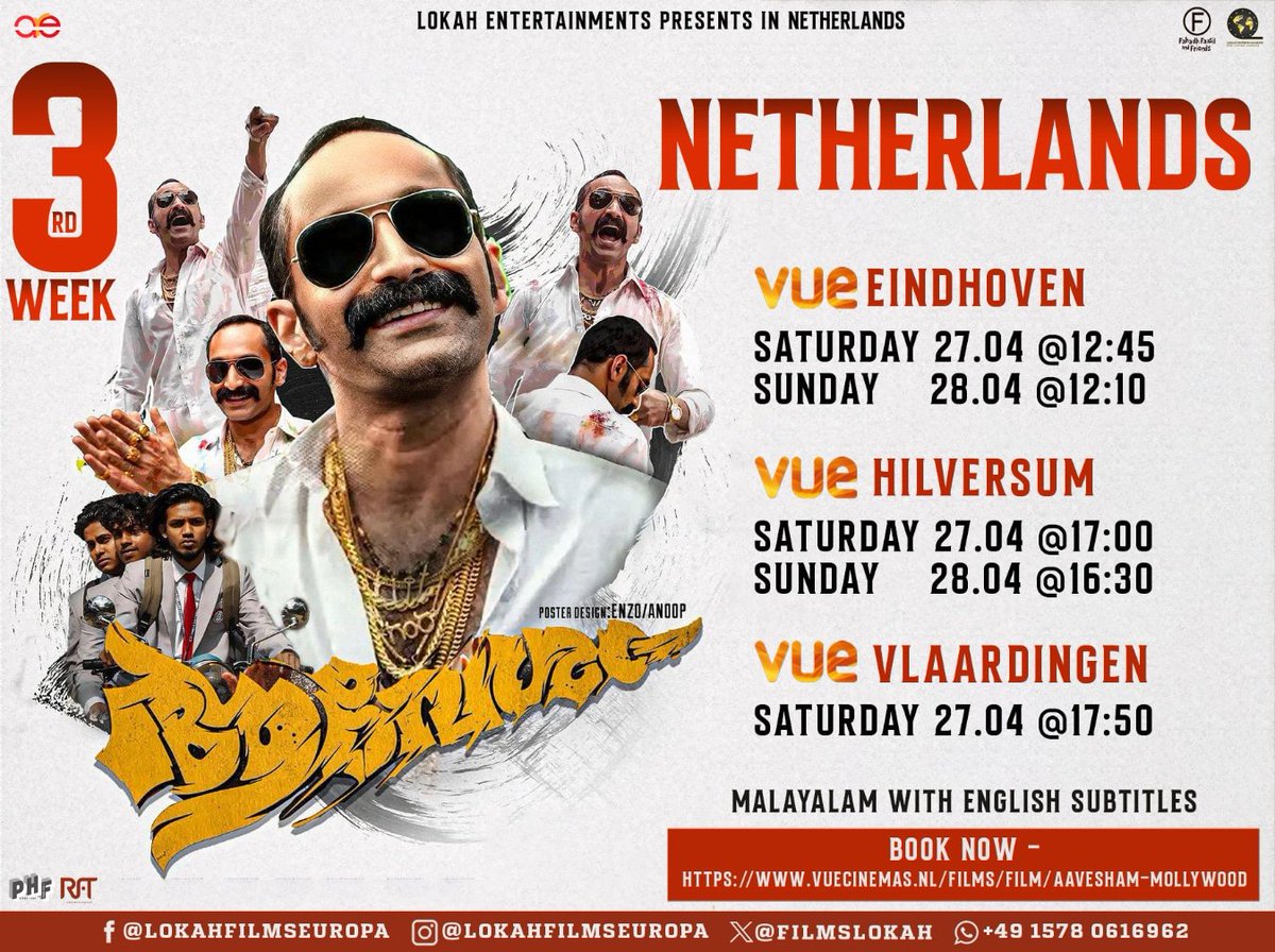 #Aavesham Netherlands 3rd Week Theatre List and Showtimes