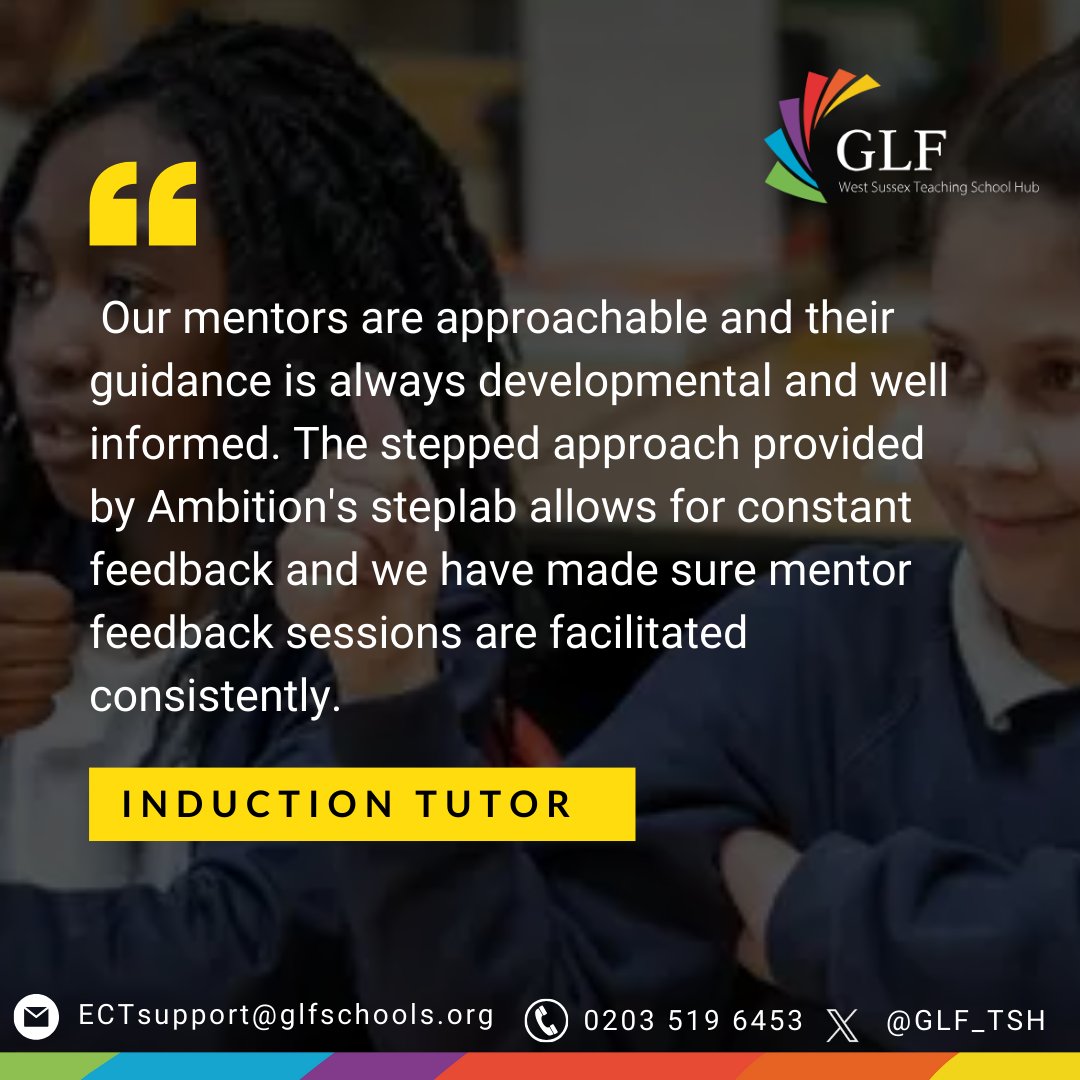 The success of our ECF programme is in no small part down to our mentors, and our partnership with @Ambition_Inst and their training system Steplab. #getintoteaching #bethebest #Feedback