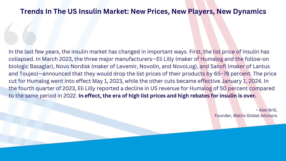 <a href="/AlexBrill_DC/">Alex Brill</a> , founder and CEO of <a href="/MGA_Health/">Matrix Global Advisors (MGA)</a>   and former policy director and chief economist for the House Committee on Ways and Means, examines how the insulin market has changed – for the betterment of patients – over the years, underscoring how competition from the free