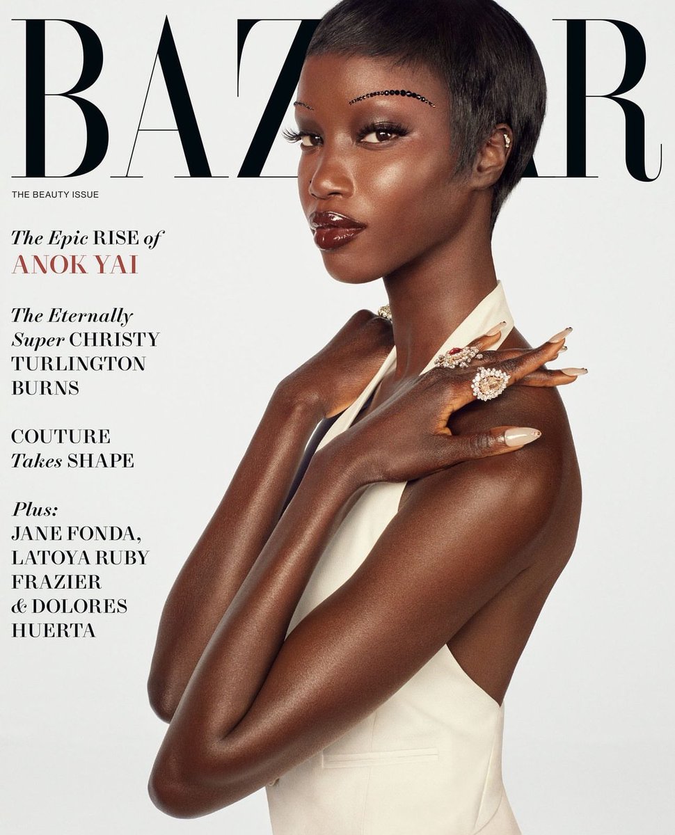 Anok Yai covers Harper’s bazaar US may 2024 beauty issue.