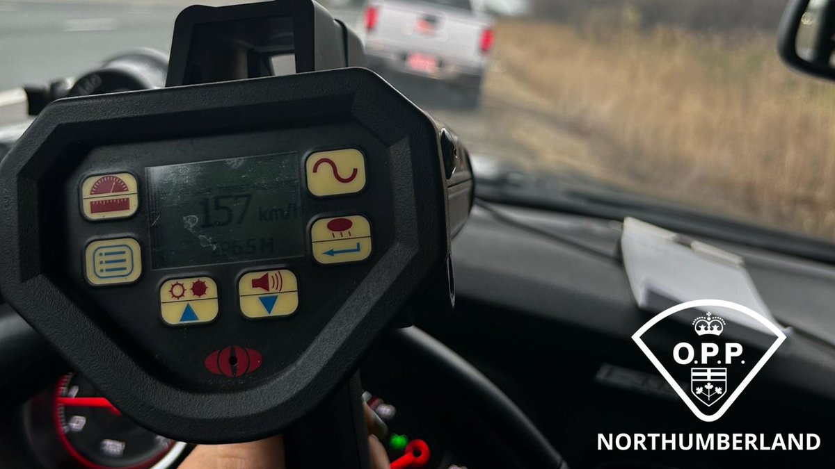 #NthldOPP conducting traffic enforcement and stopped this vehicle for 157 km/h on #Hwy401 WB in Hamilton Township. A 22-year-old from Brighton was charged with #stuntdriving and given a future court date. 30-day licence suspension and 14-day impound also. Please slow down. ^jc