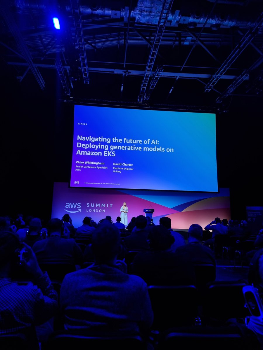 panagdu's tweet photo. Deploying generative models on Amazon EKS #AWSSummit #london https://t.co/a5An3d51m5