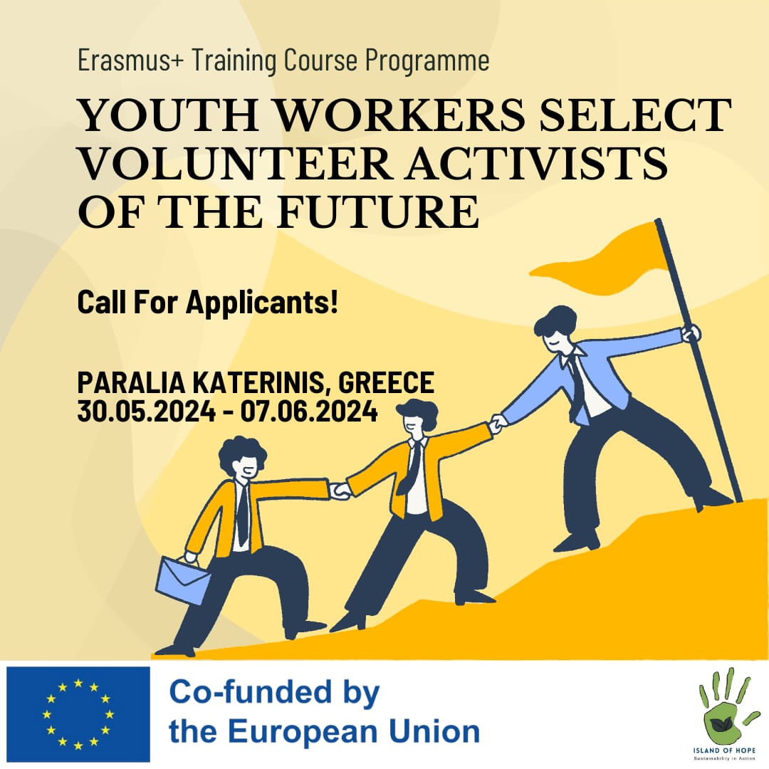 YOUTH WORKERS SELECTS WOLUNTEER ACTİVİST OF THE FUTURE Erasmus+ kapsamında, Yunanistan'ın Paralia Katerinis Şehrinde 30.5.2024-07.06.2024 tarihlerinde 7 gün gerçekleşecek Yunanistan Gençlik Çalışanı Projesi için katılımcılar aranmaktadır. Başvuru Linki: docs.google.com/forms/d/1-kdTs…