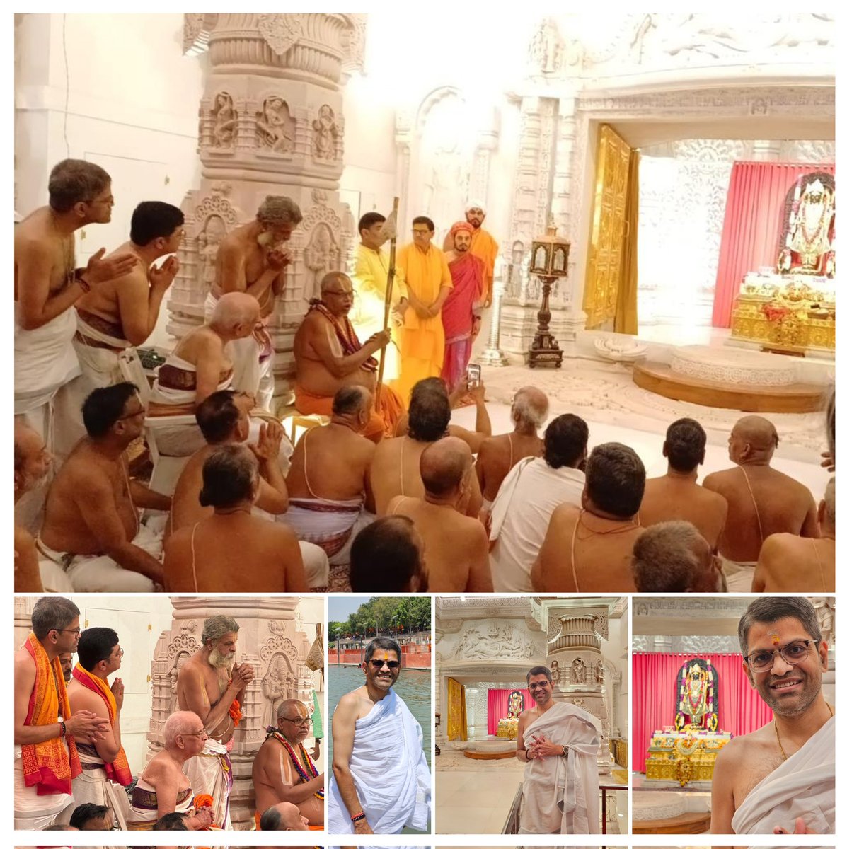 SVaidhyasubrama's tweet photo. It's only a divine blessing that I had back to back Darshans of Prabhu Shri Ram Lalla at Ayodhya today. Early morning Aatmartha Darshan &amp; SandhyaKaala Darshan with Ahobila Mutt Azhagiya Singar &amp; Shriman K.Parasaran. Sarayu Nadhi Punya Theertha Vijayam also.   Jai Shri Ram 🙏 https://t.co/Od8U1AqsPS