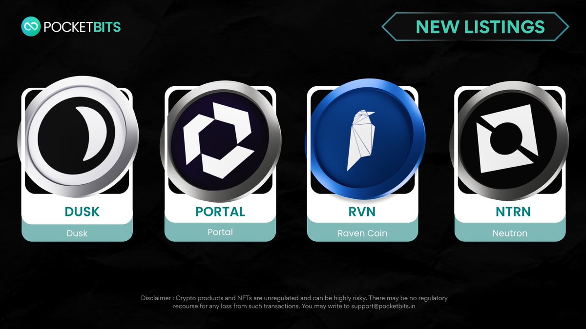 From BTC Forks to Cross chain platforms, we've got a bit of everything for anyone ready to explore!
Ravencoin ($RVN), Neutron ($NTRN), Portal ($PORTAL), Dusk ($DUSK) and more now available on Pocketbits.
Trade Now!
#ravencoin #coinlisting #cryptolisting