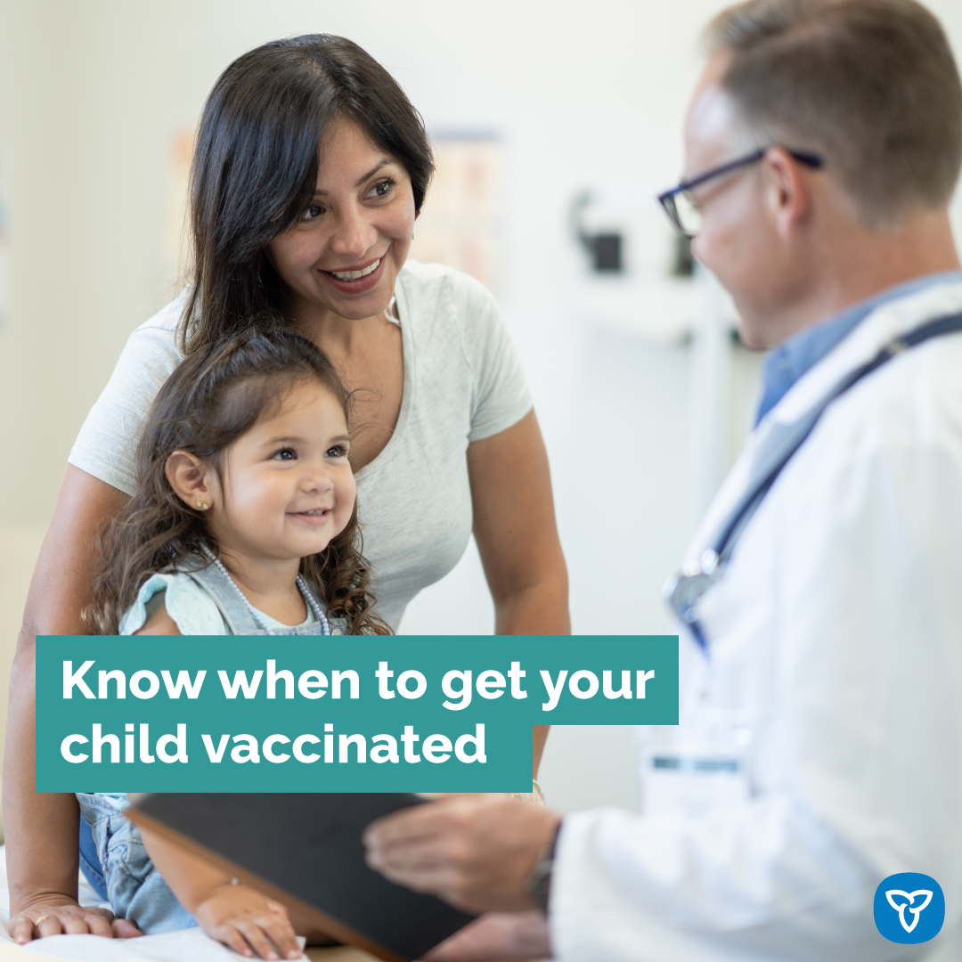Vaccines are important to help protect your child from serious illnesses. Help keep them healthy by making sure they get all recommended vaccines on time. Learn more about Ontario's routine immunization schedule: ontario.ca/page/ontarios-… #NIAW2024
