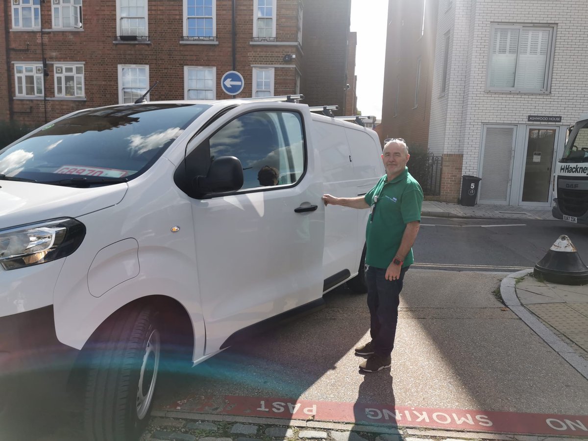 OT Tech Steve with our electric OT equipment delivery van. Pleased to have upgraded from a big old diesel van this year 🙌🏼 #GreenerAHP 🌳 @TheNaziaAhmad @NHSHomerton