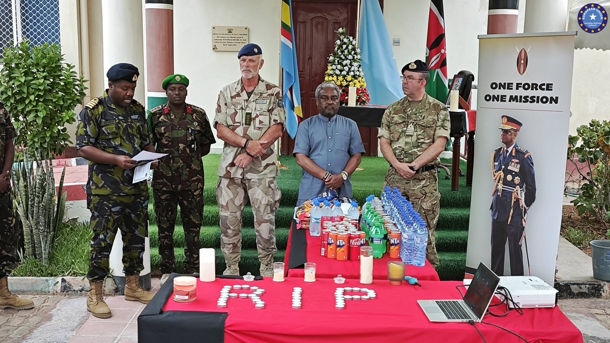 EUTM-S DMFCdr Navy Capt. Fogelmark was at the Embassy of Kenya in Somalia, where Ambassador Iringo with the Kenya & UK Defense Attachés, Navy Capt. Edwards & Col. LWataka, & representatives of ATMIS commemorate Kenya CDF Gen. Ogolla, who recently passed away in a tragic accident.