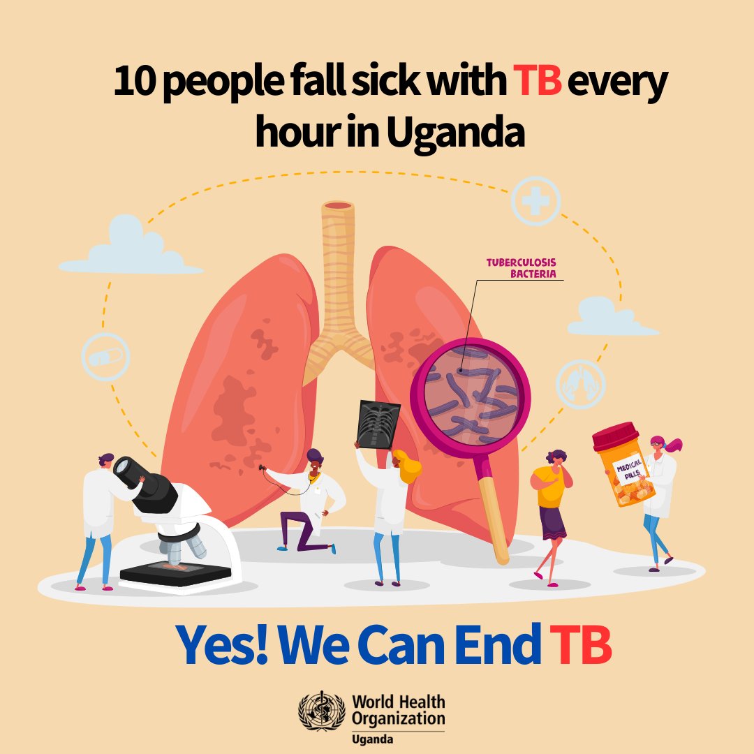 #Uganda reported over 94,000 cases of #Tuberculosis with 4,700 related deaths in 2022. To improve #TB prevention in the country, @WHOUganda, @CDCgov & partners are supporting #TB Screening & the provision of preventive therapy to #TB contacts & people living with #HIV. #WHD2024