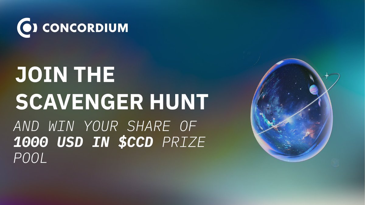 🚨 Don't miss out! The @ConcordiumNet Scavenger Hunt, powered by @Galxe, is almost over! Complete the quest tasks by April 30th to win. 🥚✨ 🏆 Earn your Concordium Egg OAT. 💰 10 lucky hunters will grab 100 USD in $CCD tokens each! Join the hunt now: app.galxe.com/quest/concordi……