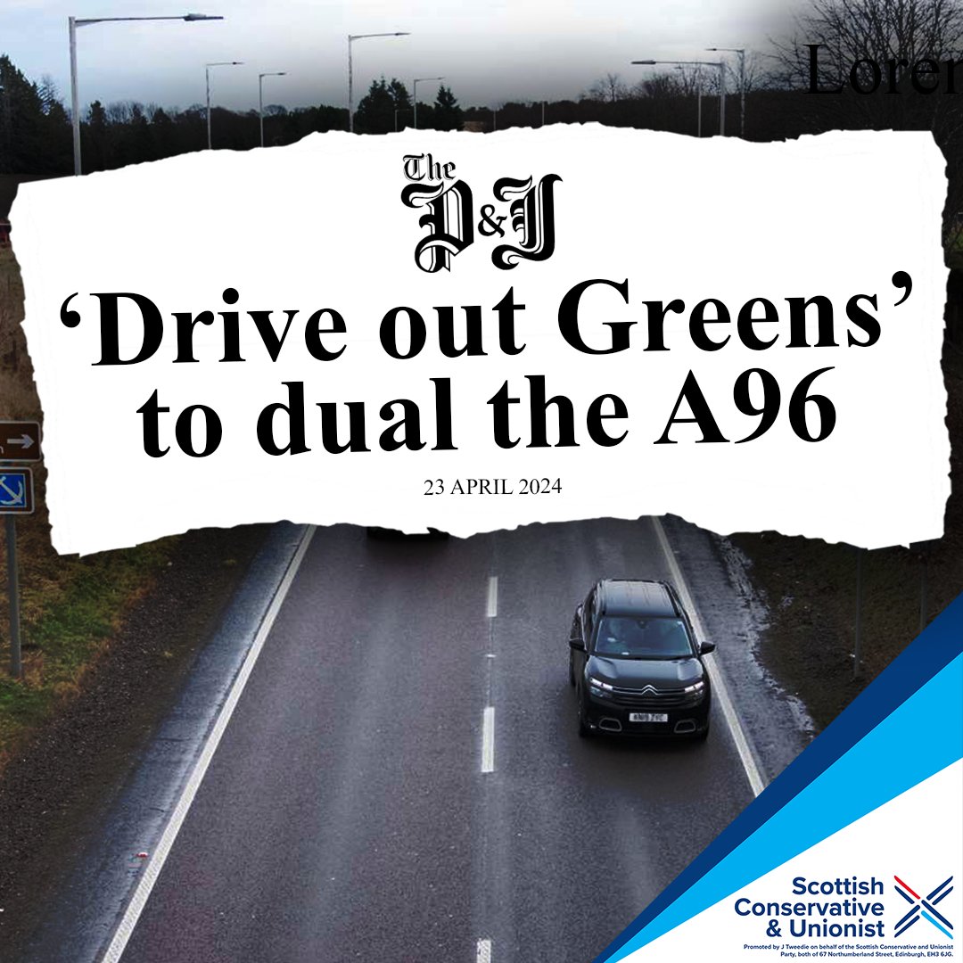 🗞️ The SNP first promised to dual the A96 over a decade ago, but now they've caved in to their Green partners and kicked the project into the long grass. Humza Yousaf must end this toxic bargain with the Greens and start delivering for communities in the North of Scotland.