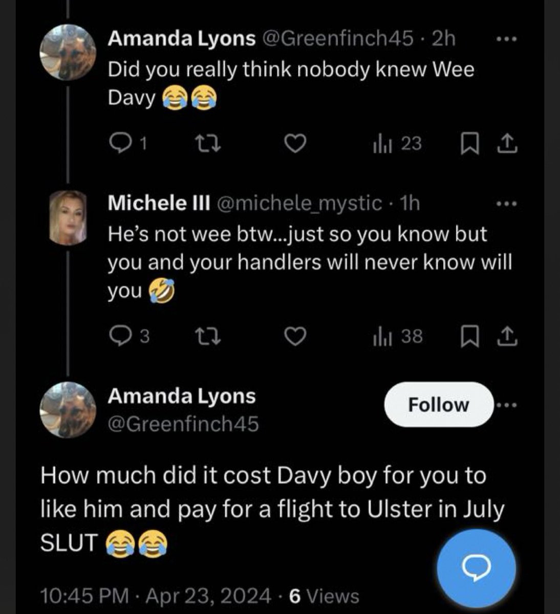 Last night and not for the first time on this app l was subjected to abuse. These are some of the vile comments made against my deceased wife and also my girlfriend @michele_mystic. This evil is next level folks the internet is forever. 😉