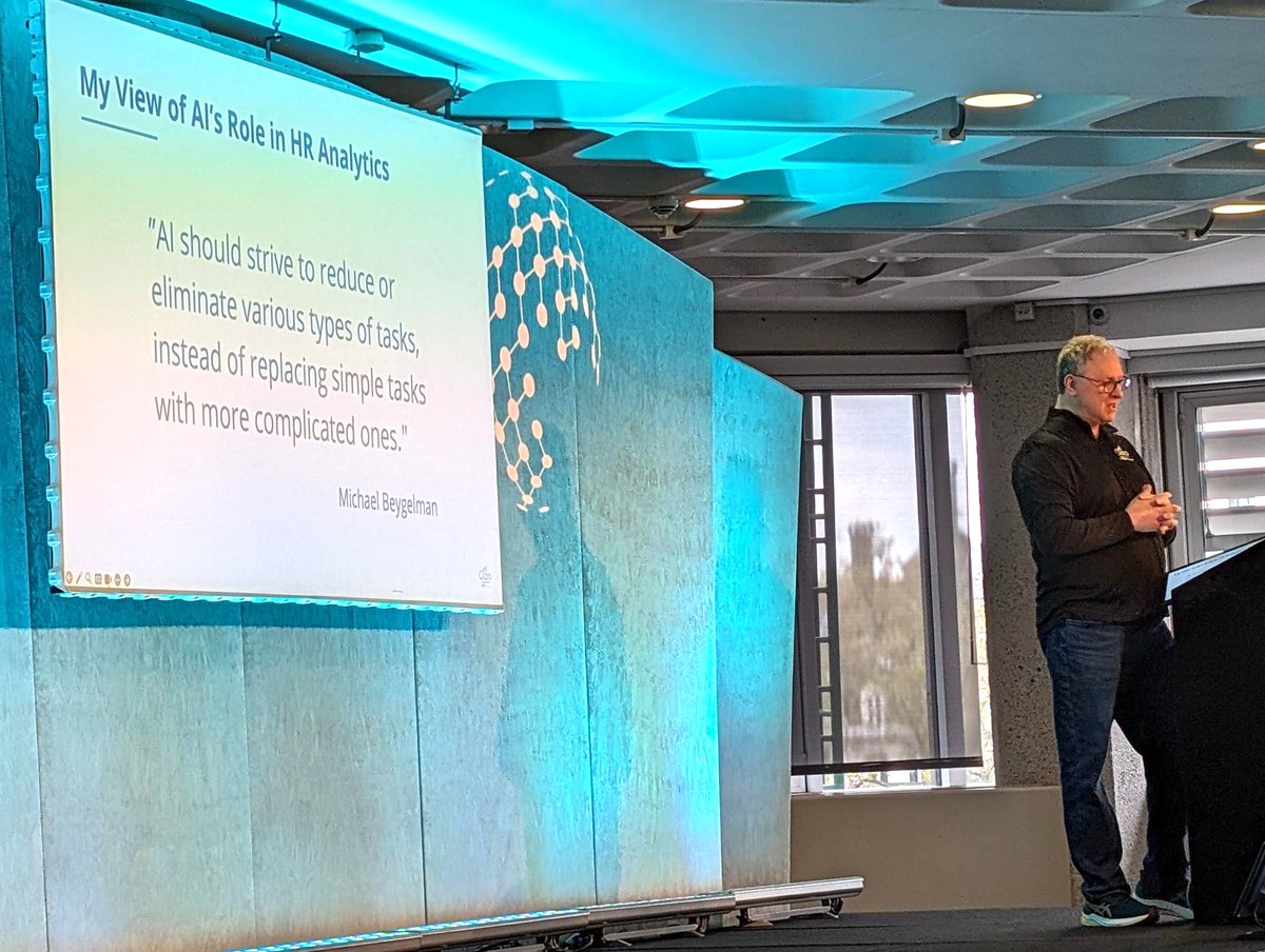 wilson_analytic's tweet photo. Michael Beygelman is on stage talking about how AI can be used to help extract insights from labour market data at People Analytics World! Be sure to stop by the Claro booth after his session ends! #PAWorld https://t.co/H9mycEXwnr