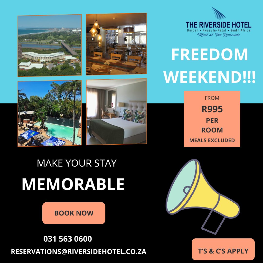 Celebrate Freedom Weekend with us ! Enjoy a relaxing getaway and experience true freedom in luxury. Book now and indulge in a blissful stay with us! Hurry, limited availability! #MeetatTheRiverside #FreedomDay2024 #LuxuryEscape #BookNow2024