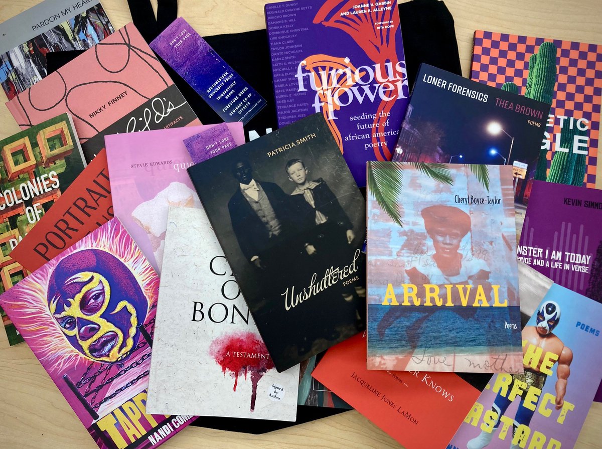 Today we're handing off our contribution to <a href="/remybumppo/">Remy Bumppo Theatre Company</a>'s annual silent auction and fundraiser! (You may even spot a few poet laureates - and a signed copy! - in the pile.)

We hope the winning bidder loves poetry as much as we do.