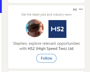 I was quite bemused by this recommendation from LinkedIn... 😏

#StopHS2