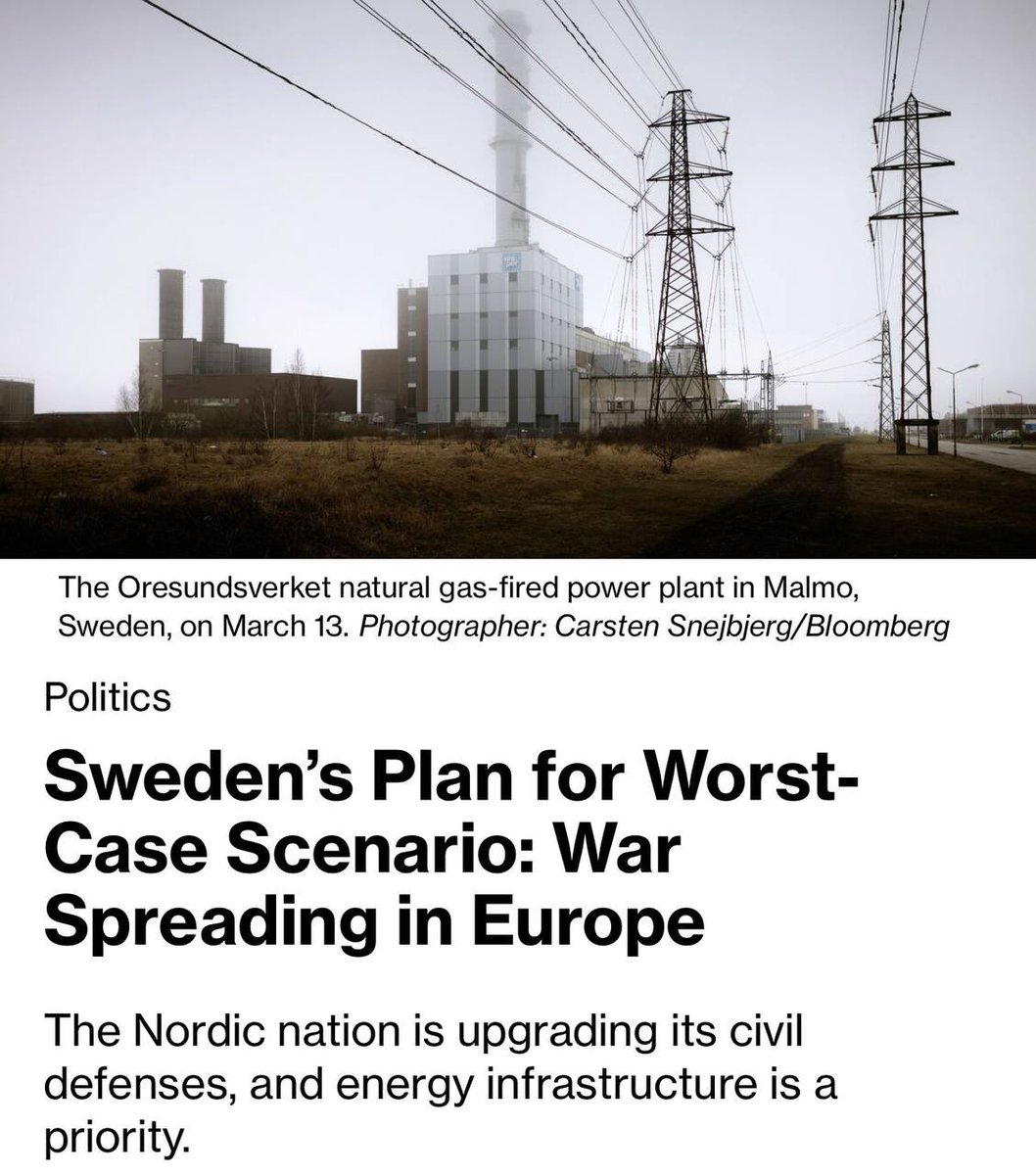 ⚡️#Sweden is preparing for a potential military conflict with #Russia, so it intends to modernize the country's ports, roads, railway networks, hospitals, and shelters, Bloomberg reports. The agency writes that a decommissioned power plant near the Öresund Strait was planned to