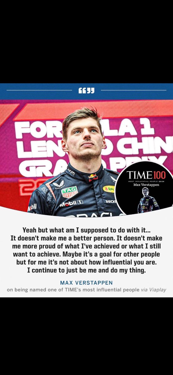 F1 sponsor and Salesforce CEO who owns @TIME felt the need to do another hollow Max media appreciation push since the ‘champ’ isn’t gaining the expected traction in the US.

It’s make believe! Even Max doesn’t know what to do with this undeserved nonsense. Go figure.