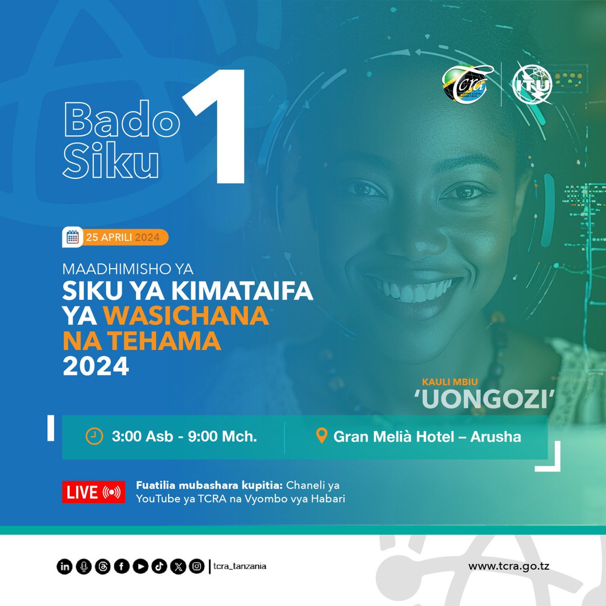 Hakingowi's tweet photo. ▪️BADO SIKU 1 KUELEKEA MAADHIMISHO YA SIKU YA KIMATAIFA YA WASICHANA NA TEHAMA
Usikose kufuatilia mubashara kupitia kurasa zetu
#girlsinict #girlsinictday2024 #girlsintech #girlinstem #womeninstem #womenintech #womenintechleadership #equalsintech #tcratz #smartgirlsinict
📃:TCRA