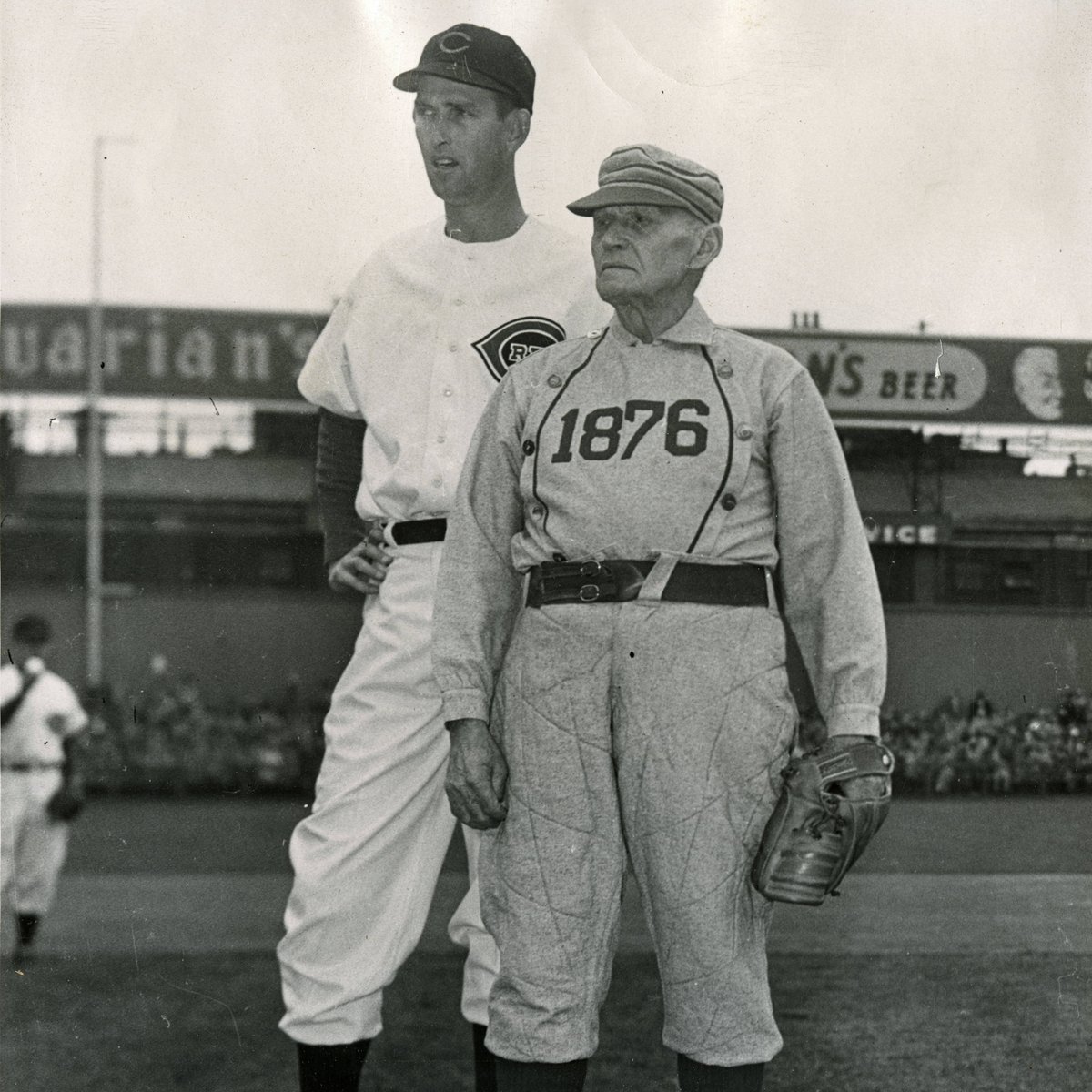 Ewell Blackwell and William Hoy. Crosley Field. Opening Day. 1951. #Reds