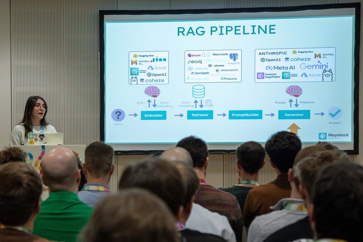 🐍 @bilgeycl was on the @PyConDE stage explaining fallback mechanisms to improve the LLM-based applications using Haystack! 🧑🏻‍🏫 If you couldn't catch her insightful talk, learn how to implement fallbacks with conditional routing in our tutorial 👉 haystack.deepset.ai/tutorials/36_b…