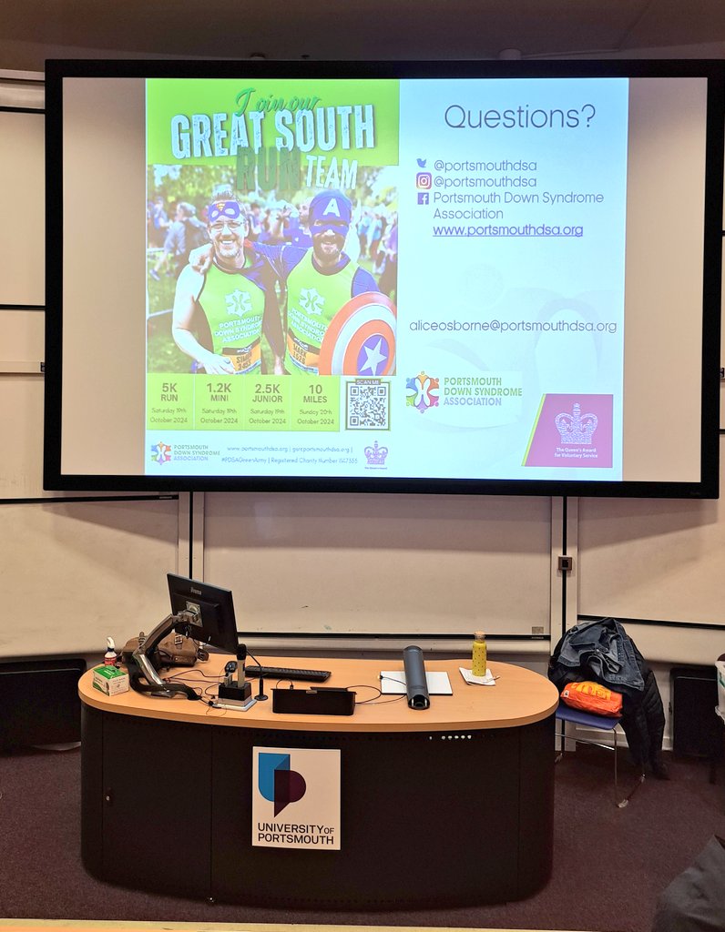 Thank you @marysgal87 and @UoP_Nursing @portsmouthuni for inviting @PortsmouthDSA to deliver 'Down Syndrome Today' to your Adult and Mental Health Nursing students. Looking forward to seeing some of you at the start line of the Great South Run later this year 😉 #PortsmouthDSA 💚