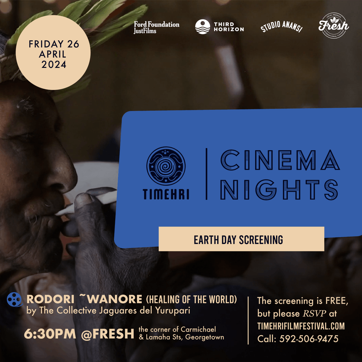 #timehricinemanights returns and this time, we’re celebrating #earthday 🌍 🎥 

Film #2
RODORI ~WANORE (HEALING OF THE WORLD)
Directed by Bladimir Rivera Macuna of The Collective Jaguares del Yurupari | 8 mins | 🇨🇴

Please RSVP - link in bio.